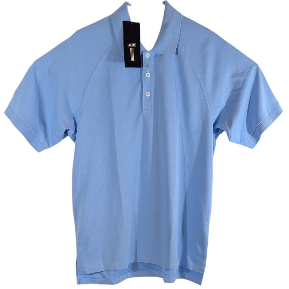 Adidas Golf Polo Shirt Light Blue Mens Medium White Stripes Climalite Cotton